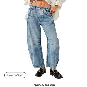 Free People We The Free Good Luck Mid-Rise Wide Leg Barrel Jeans - Size 26